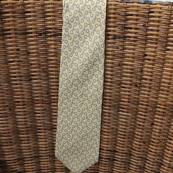 Brooks Brothers Pure Silk Yellow Nautical Themed Men's Necktie - Picture 7 of 9